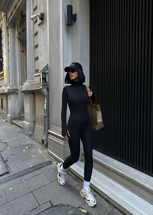 Black JUMPSUIT (FLEECE INSIDE)