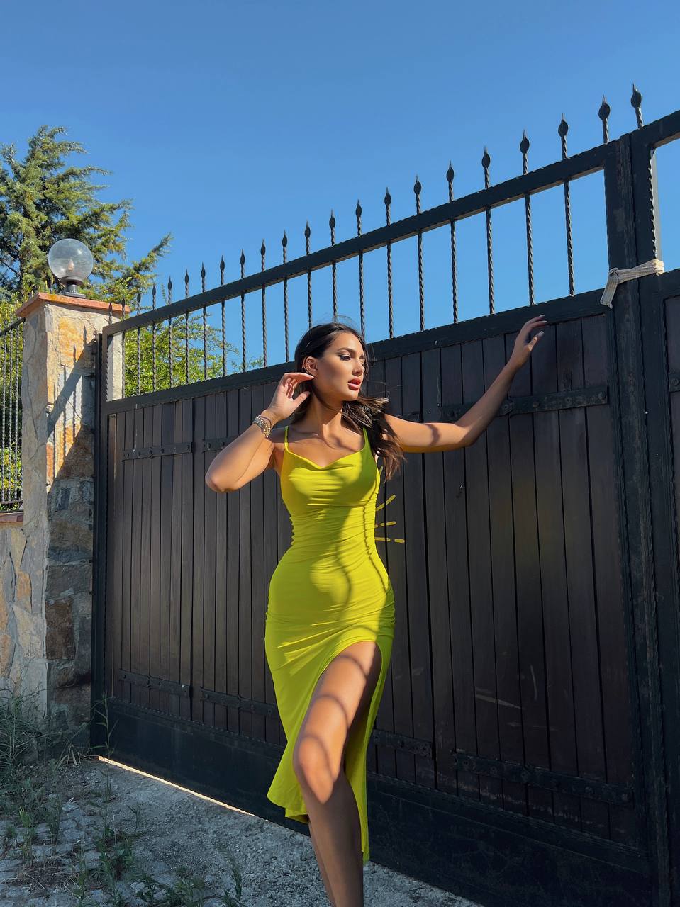 Yellow DRESS WITH ROPE STRAPS