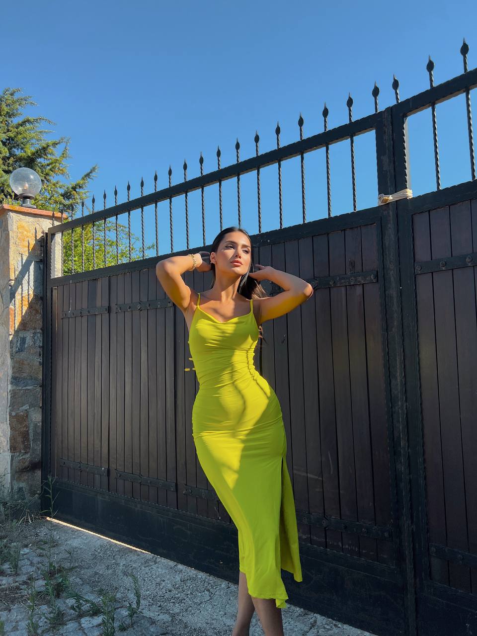 Yellow DRESS WITH ROPE STRAPS