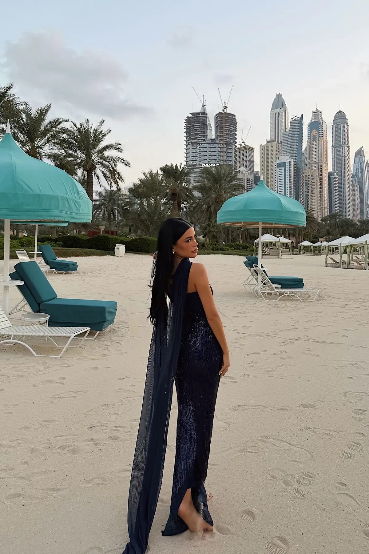 Navy Blue Sequin Strapless Dress