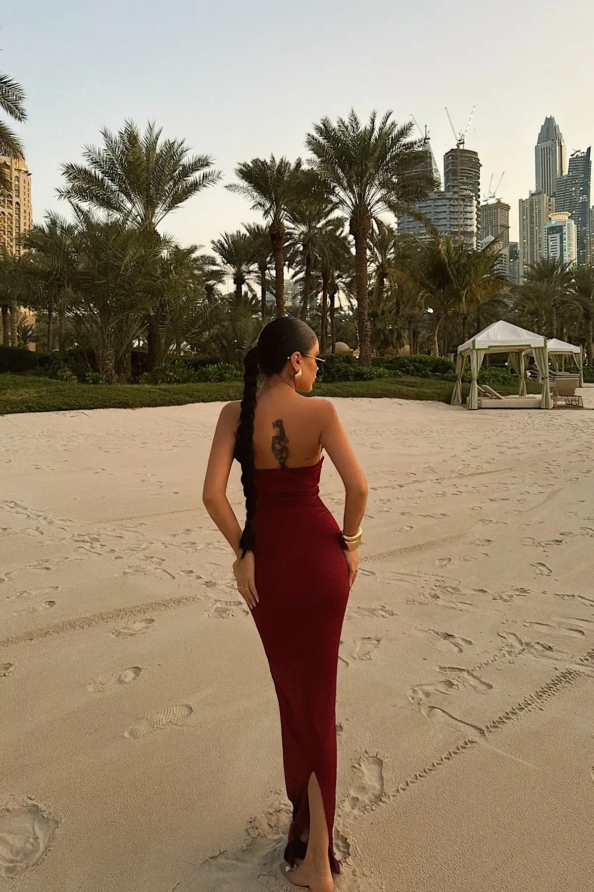 Burgundy Buckle Detail Dress