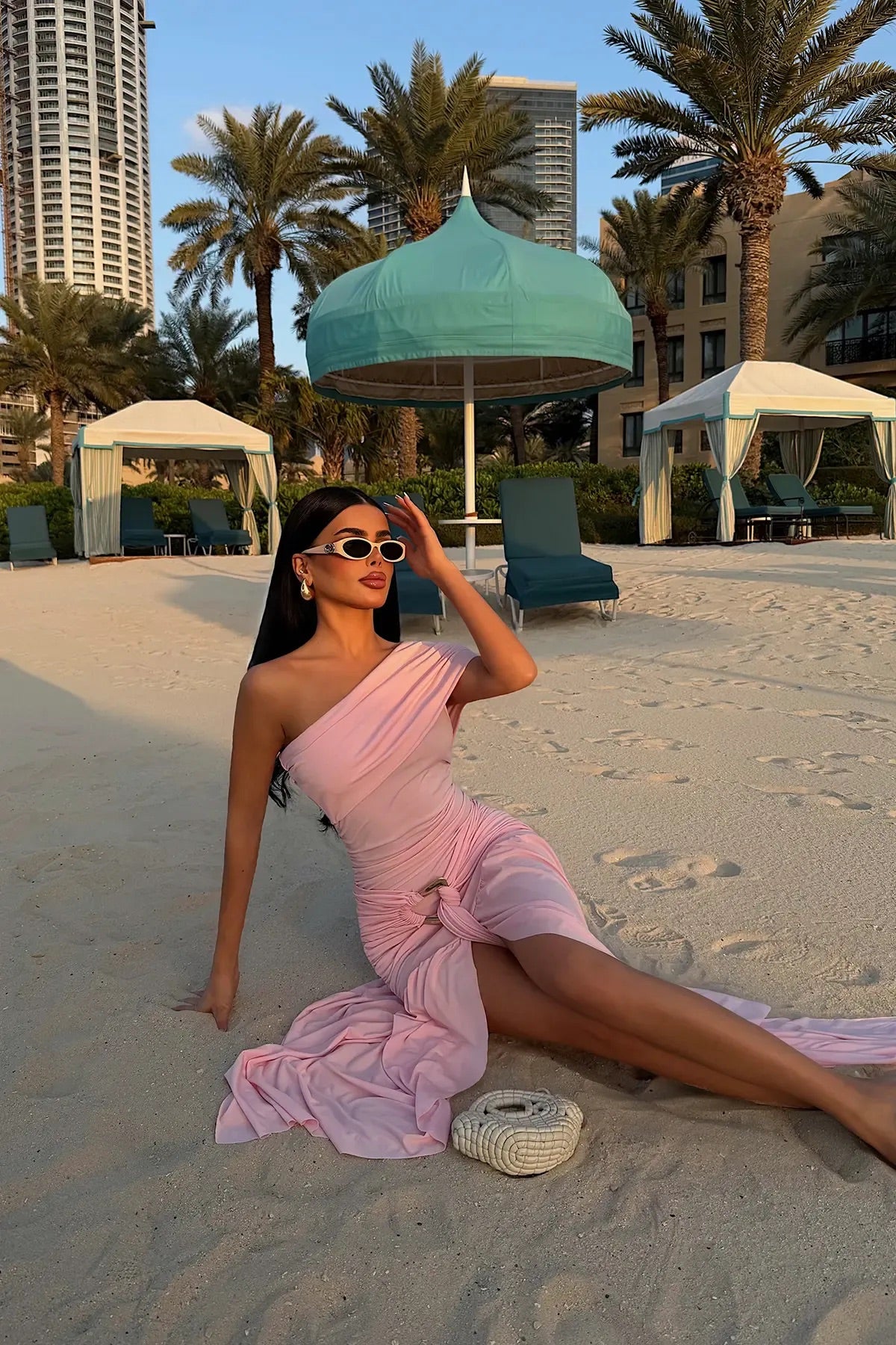 Pink Nicolette Long Dress with Slit