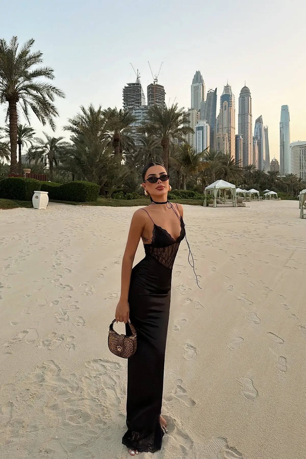 Black Lace Detail Strappy Dress