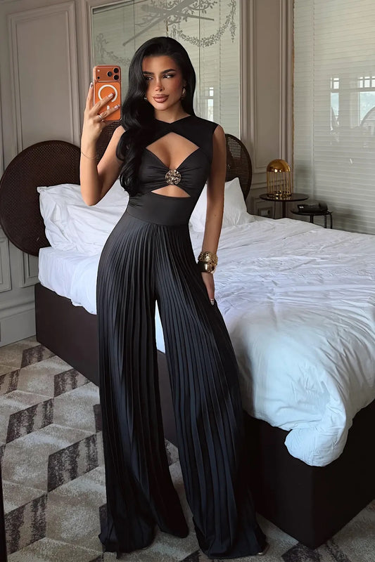 Black Window Detail Jumpsuit