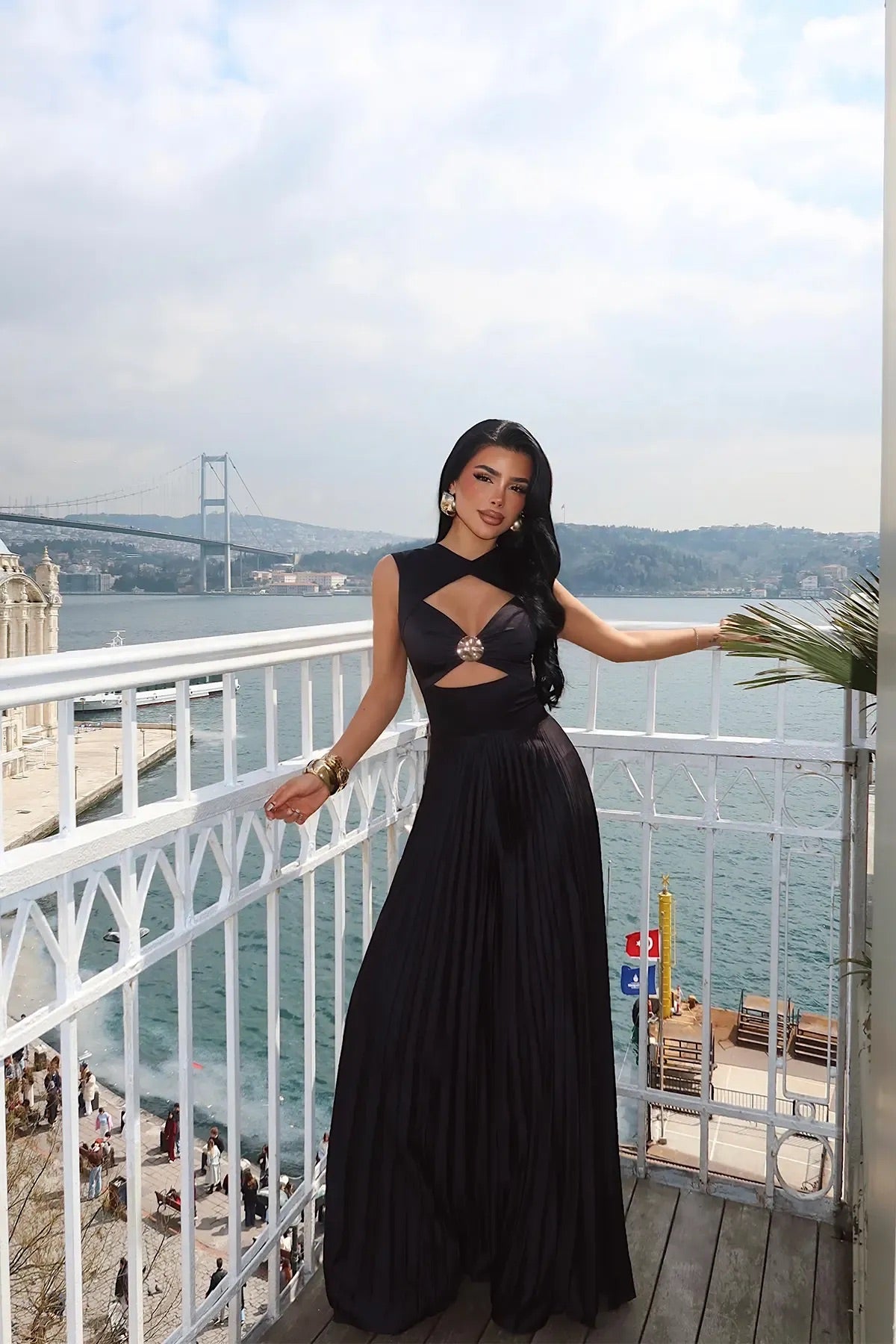 Black Window Detail Jumpsuit