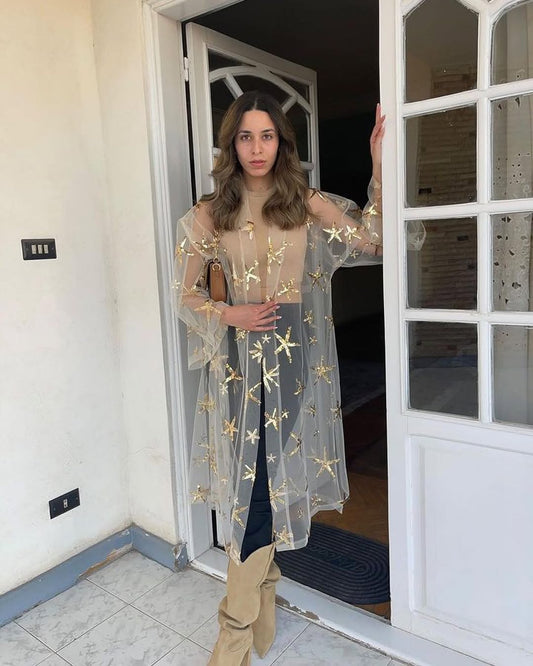 yellow stars  tulle kimono