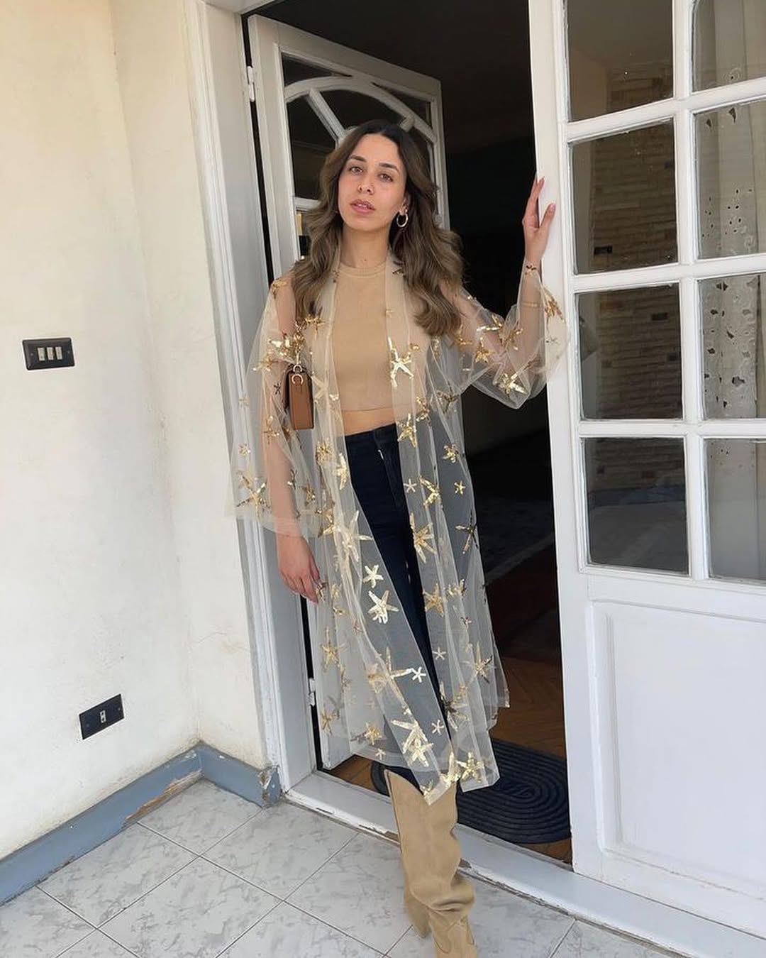 yellow stars  tulle kimono
