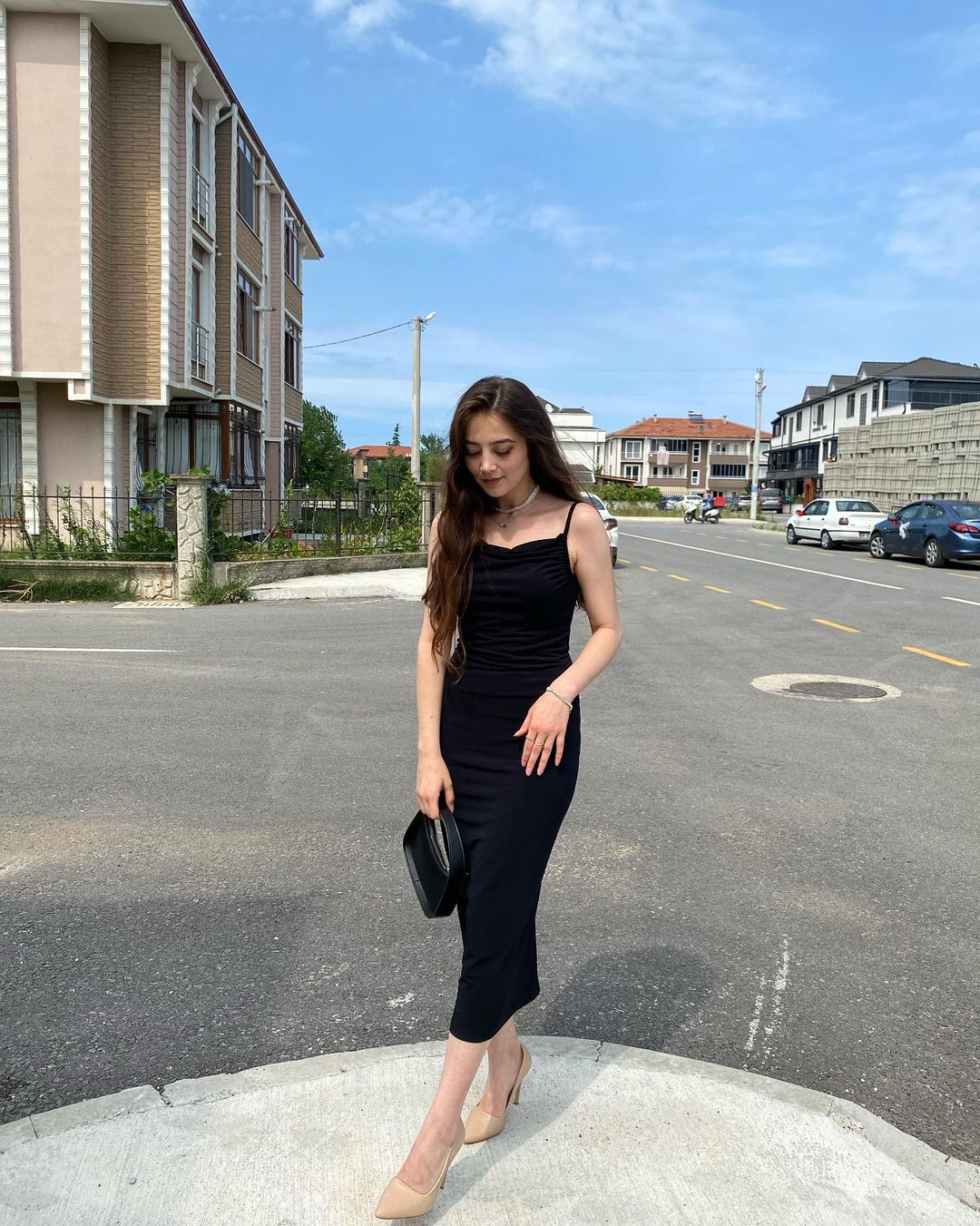 Black Collar Knitted Dress