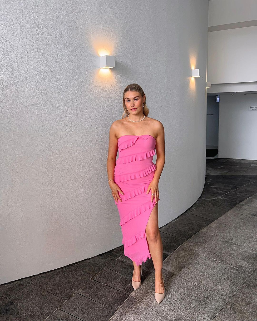 Pink FRILLY LONG DRESS