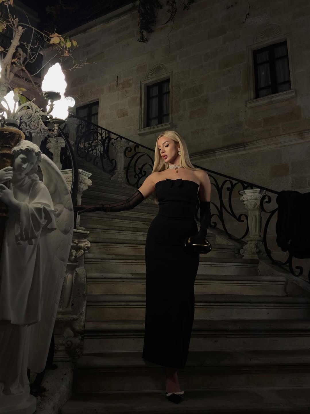 Black Enola Dress with Gloves