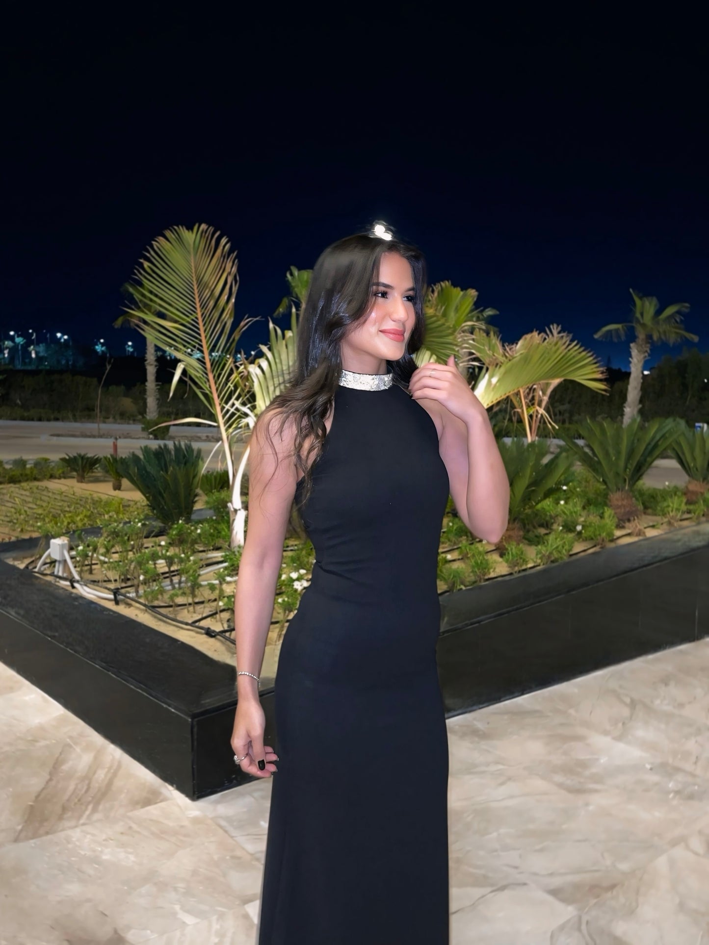 Black Noah Stone Detail Long Dress