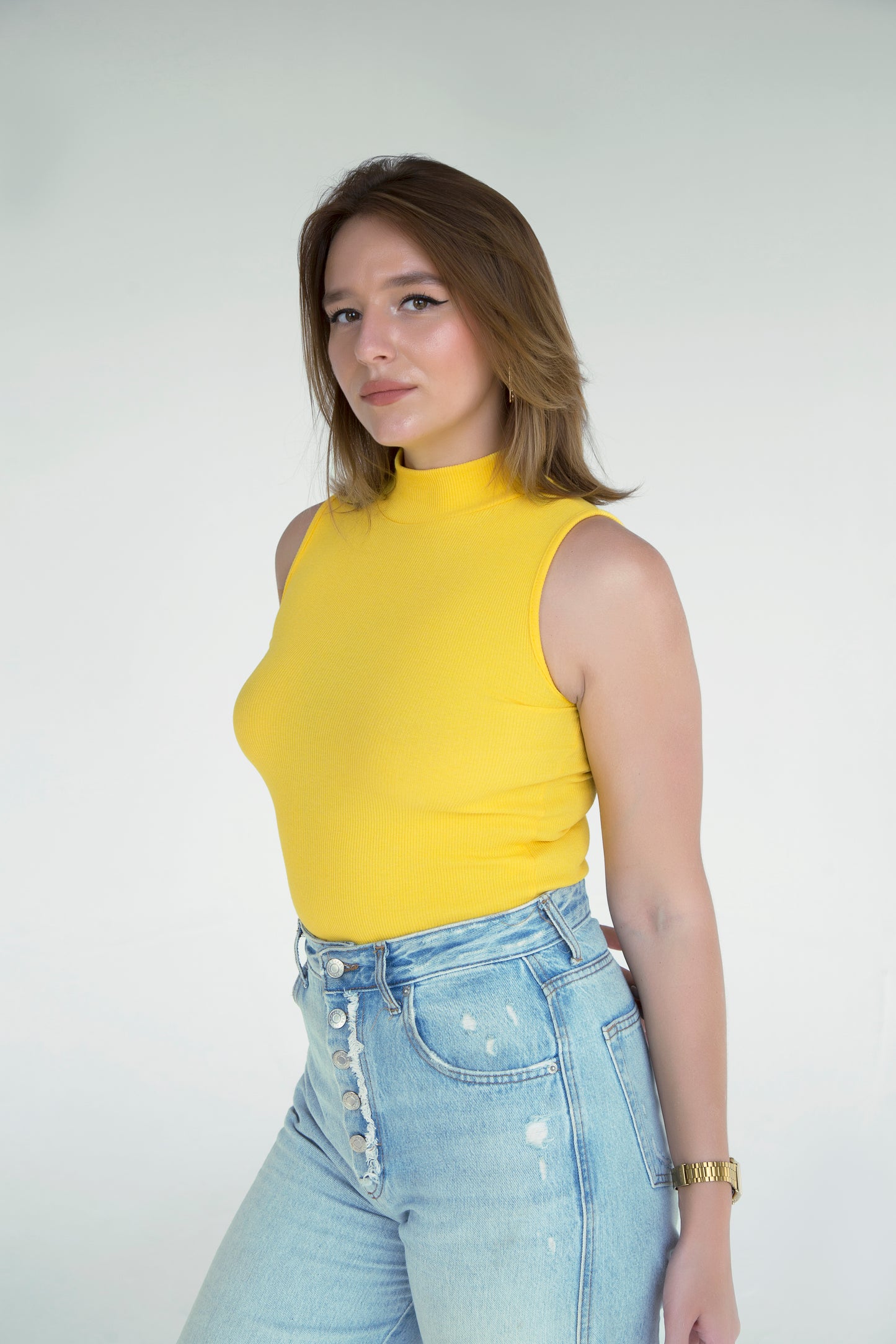 Yellow Turtleneck Sleeveless