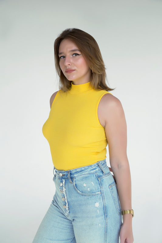 Yellow Turtleneck Sleeveless