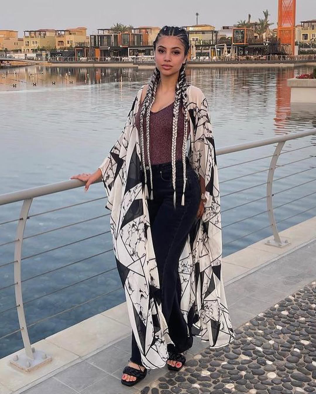 black and white kimono