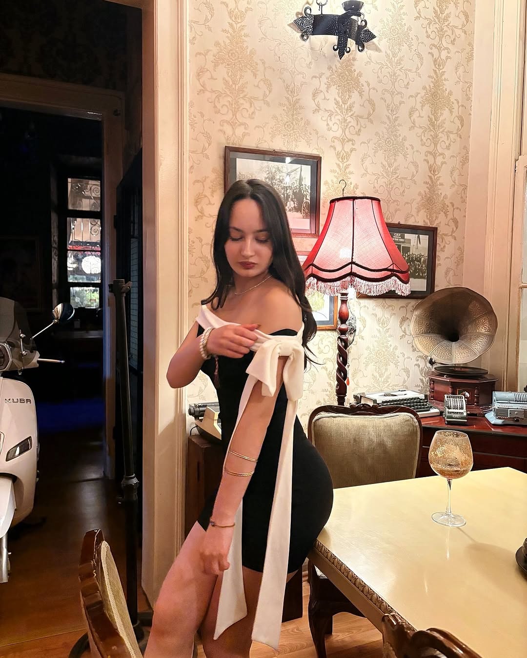 Black Bow Detail Mini Dress