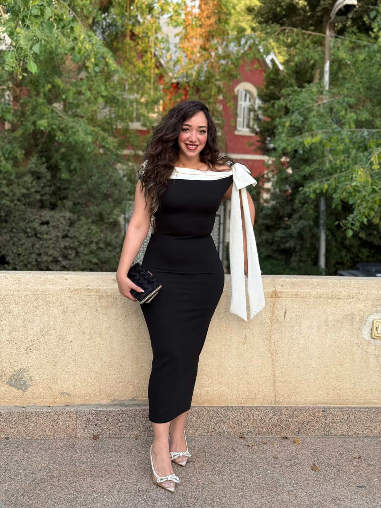 Brianna Black Double Color Dress