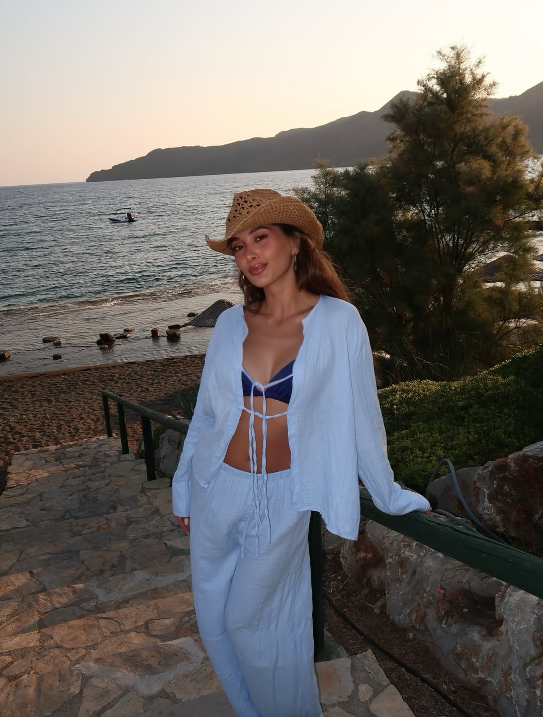 Blue Tied Trouser Suit