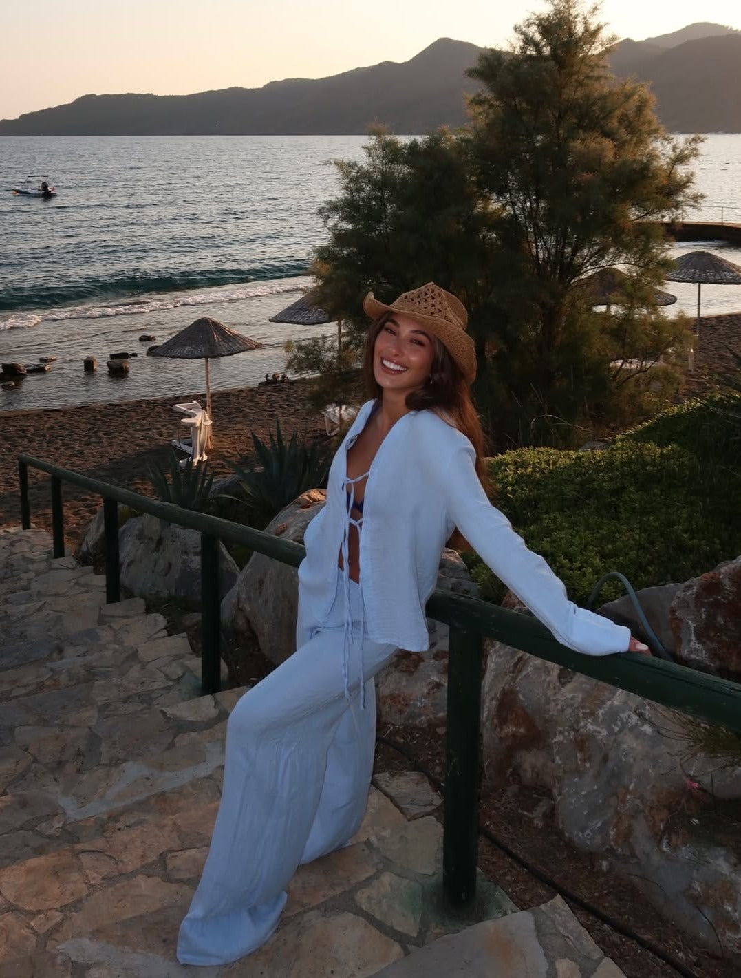 Blue Tied Trouser Suit