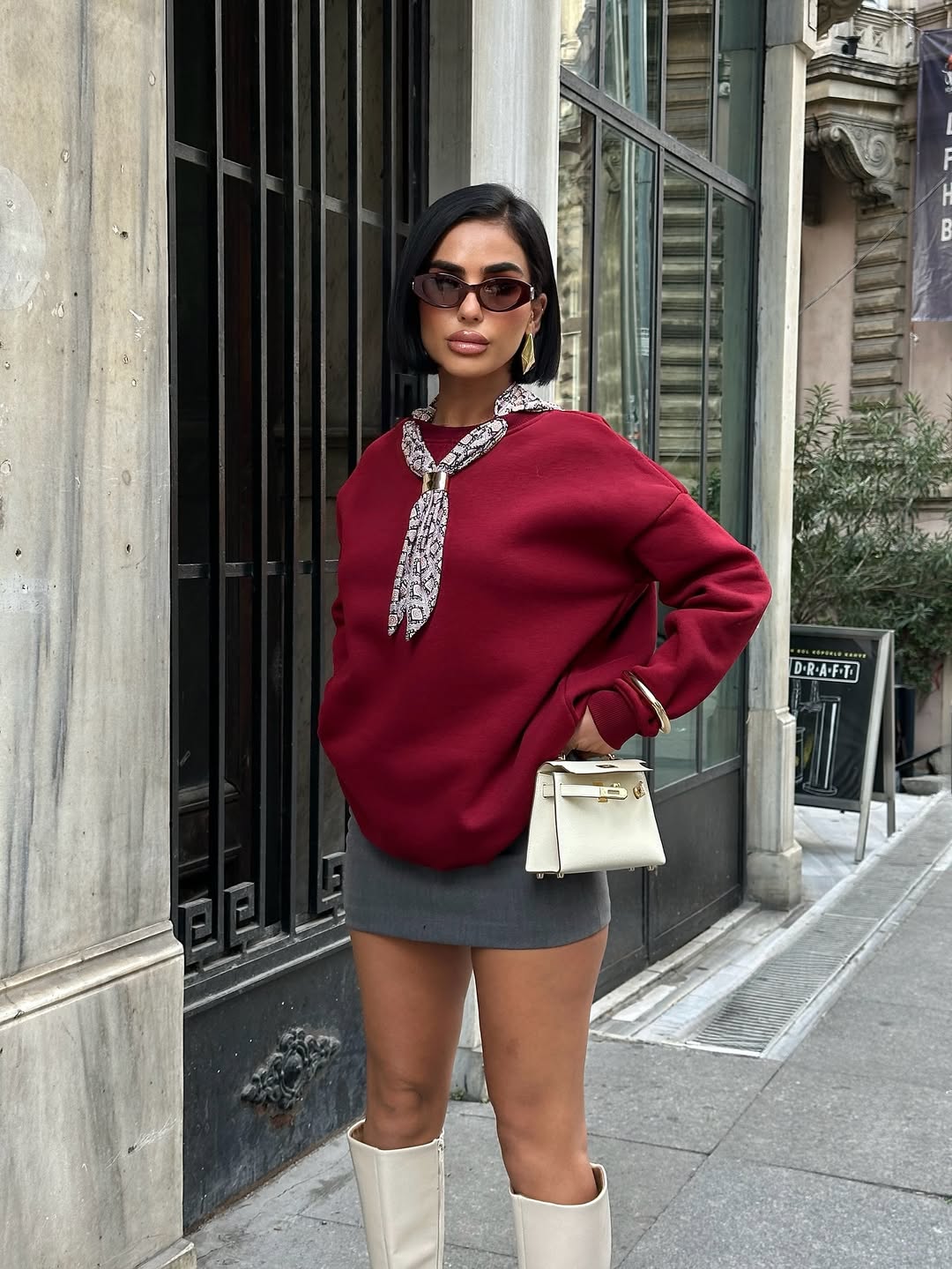 Burgandy Sweater+Scarf