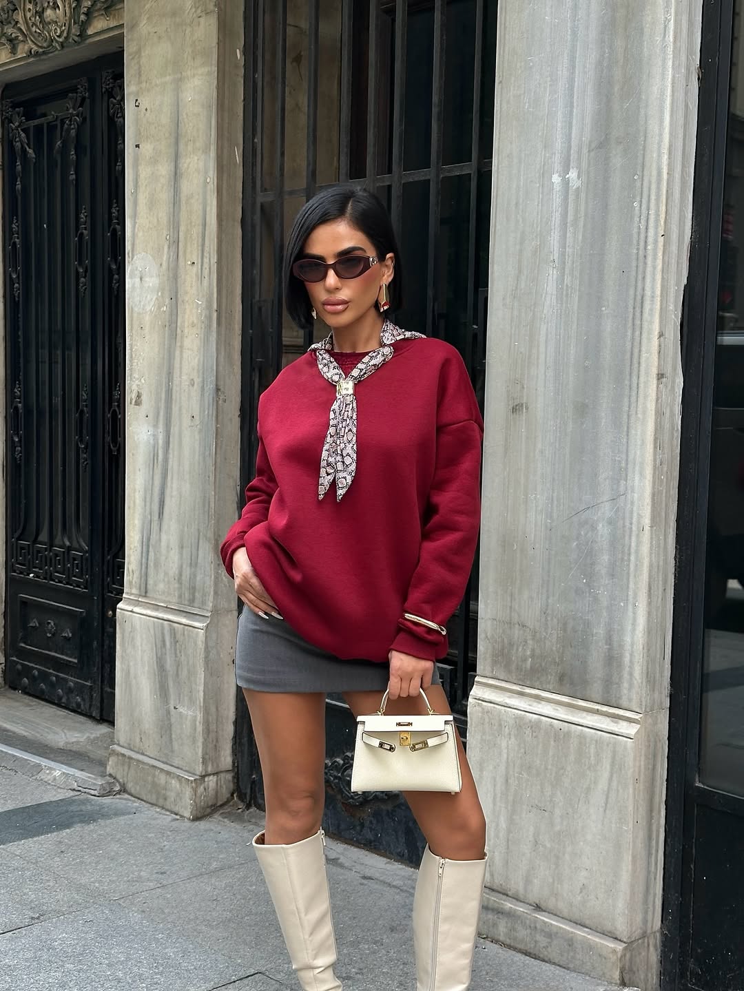 Burgandy Sweater+Scarf