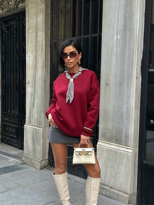 Burgandy Sweater+Scarf