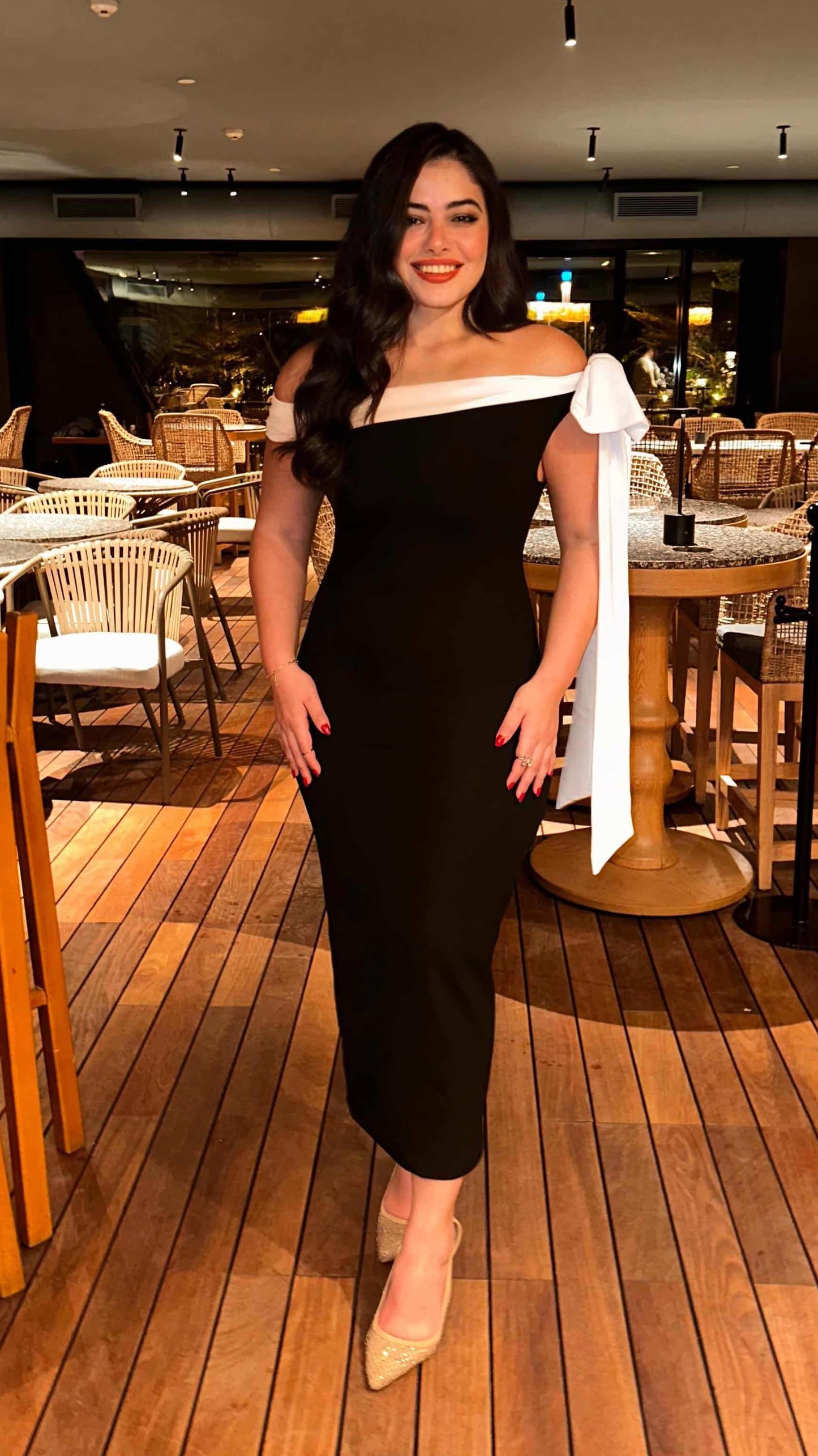 Brianna Black Double Color Dress