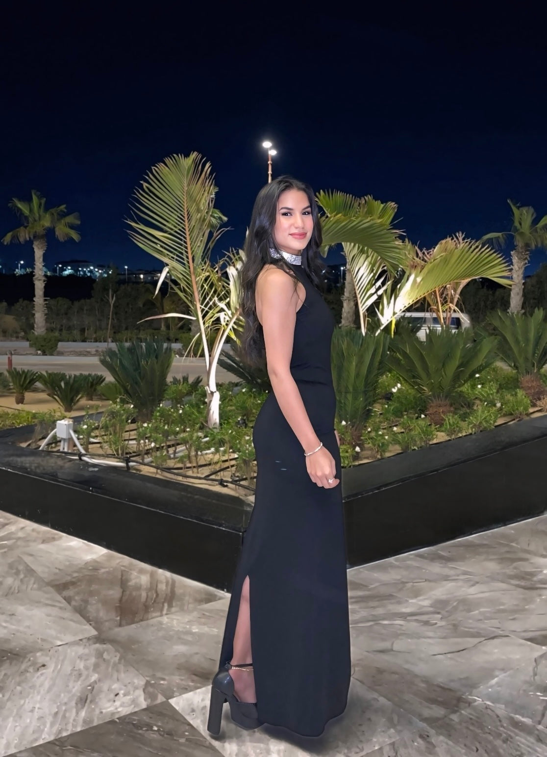 Black Noah Stone Detail Long Dress