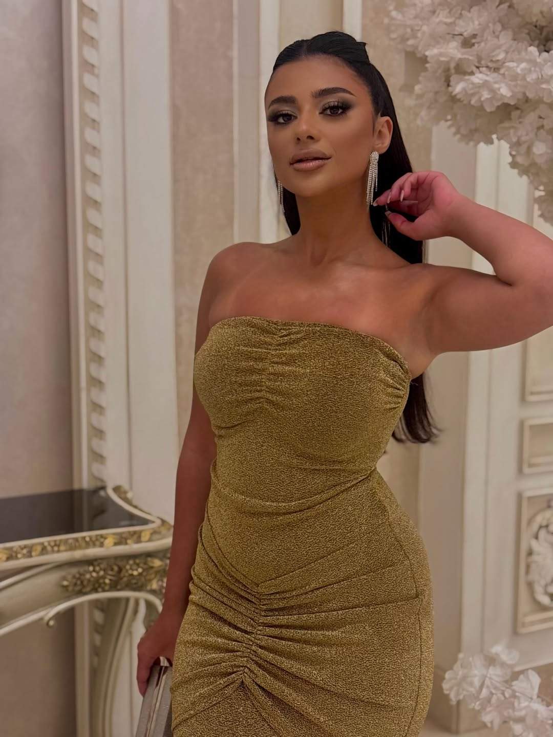 Gold Dianora Strapless Dress