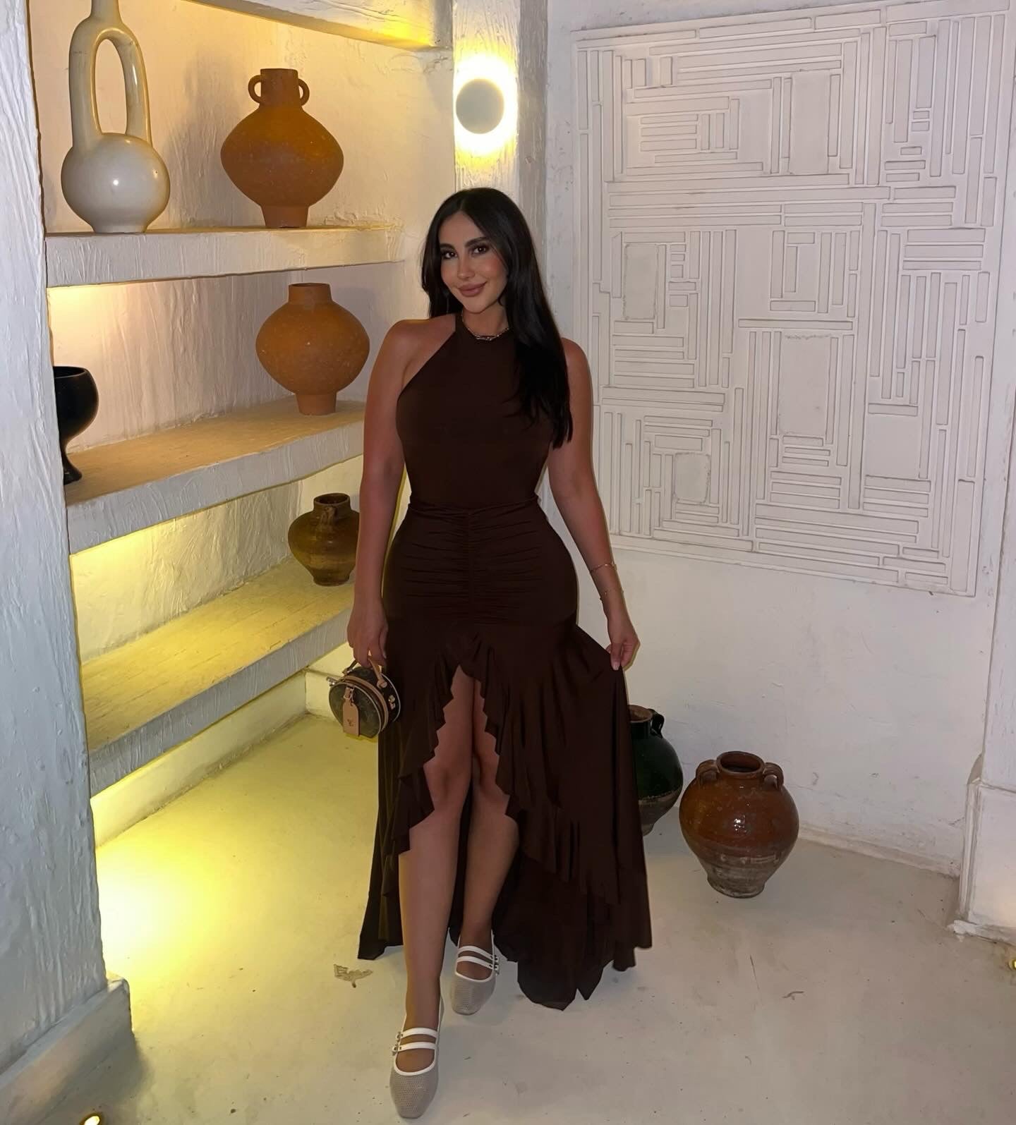 Brown Strappy Long Dress