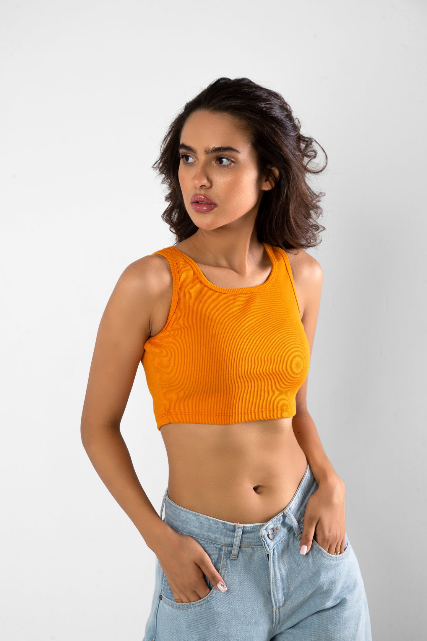Orange Crop Top Bluz