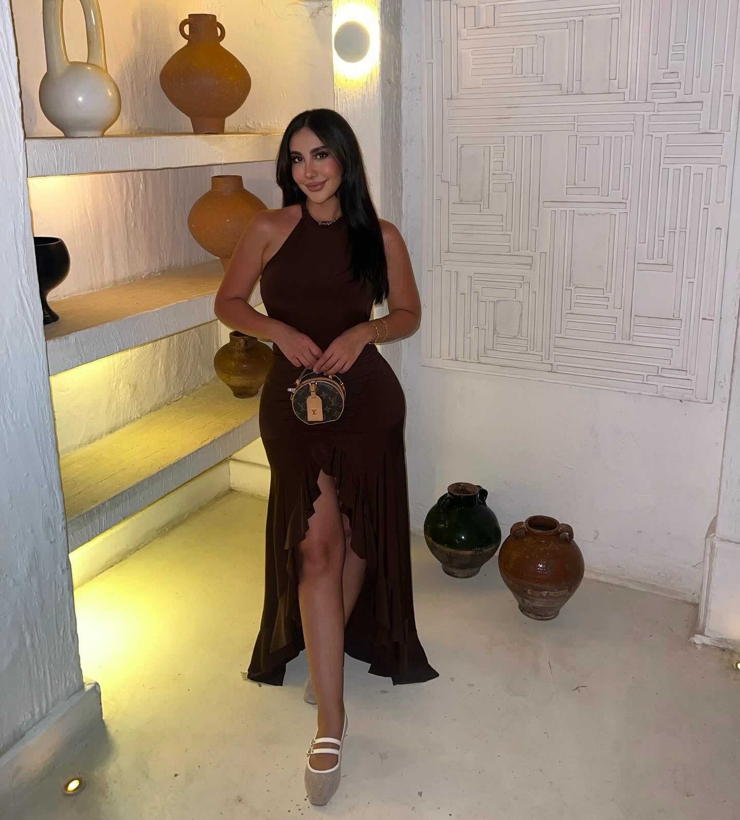 Brown Strappy Long Dress