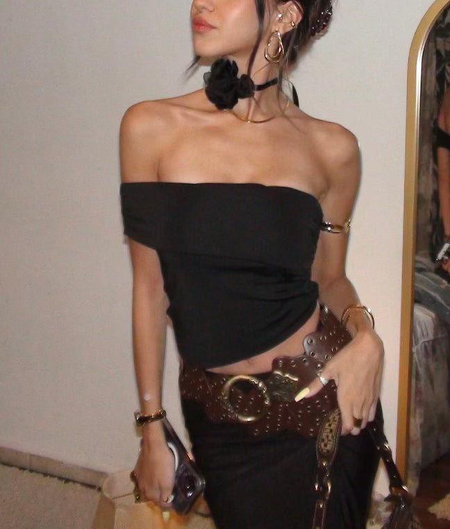 Black one shoulder top