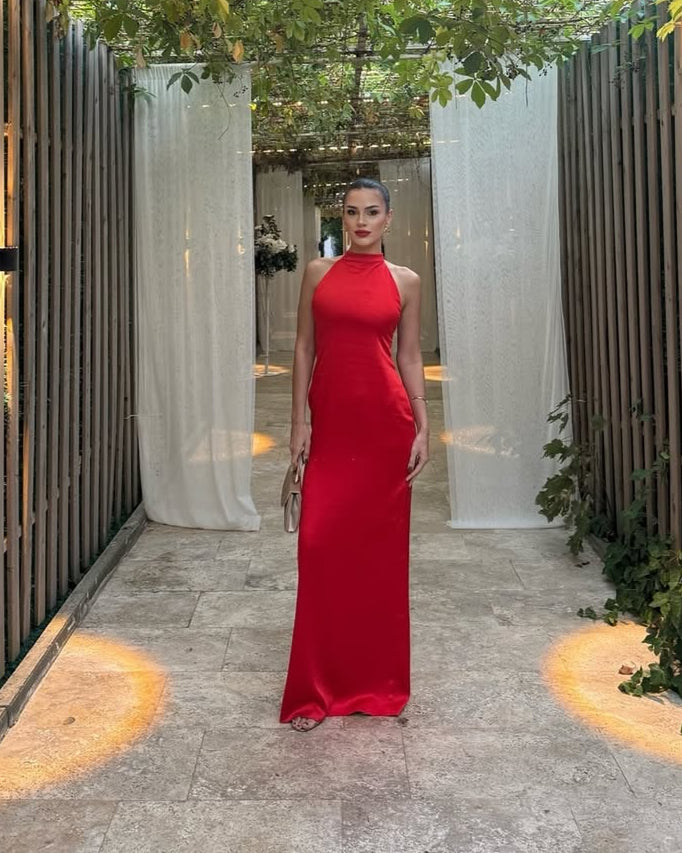 Red Satin Dress