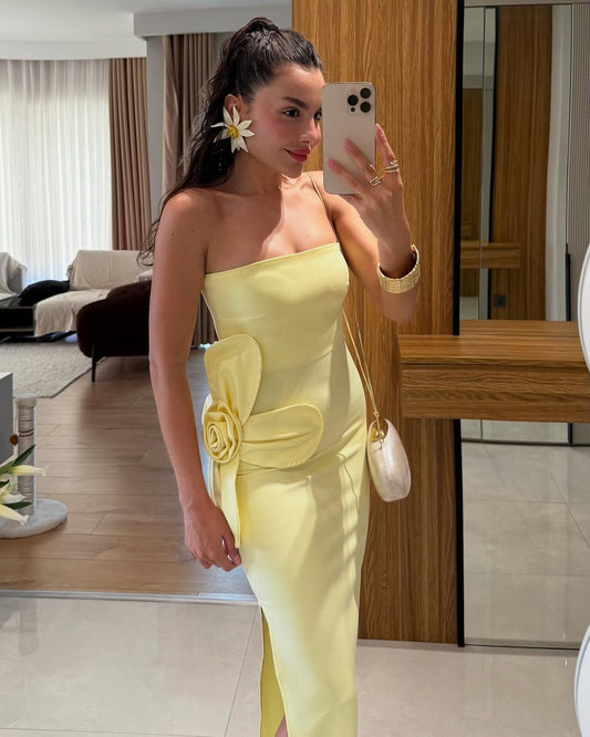 Yellow Daysi Strapless Dress