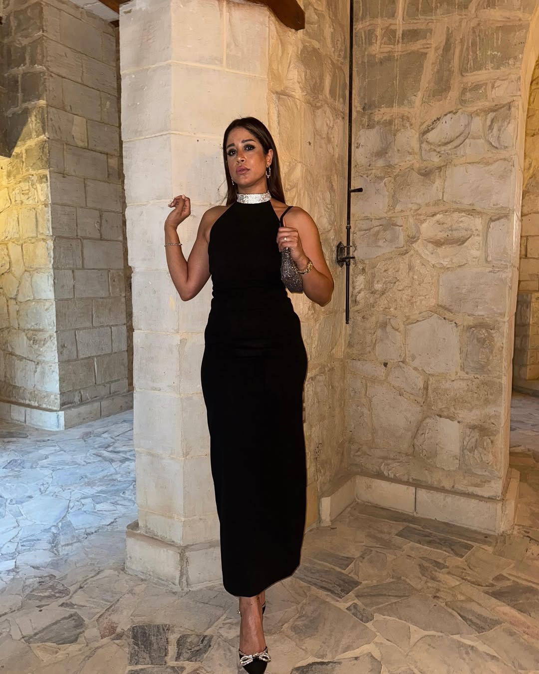 Black Noah Stone Detail Long Dress