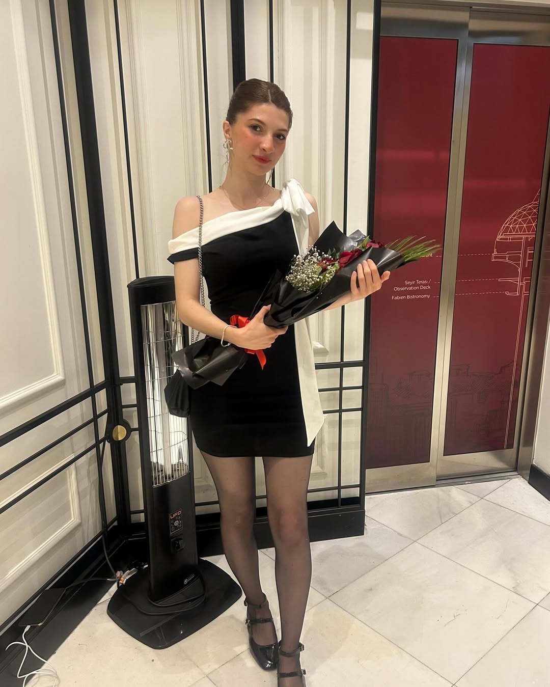 Black Bow Detail Mini Dress