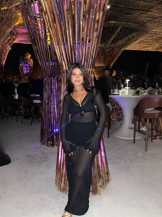 Black crochet  beach maxi summer dress