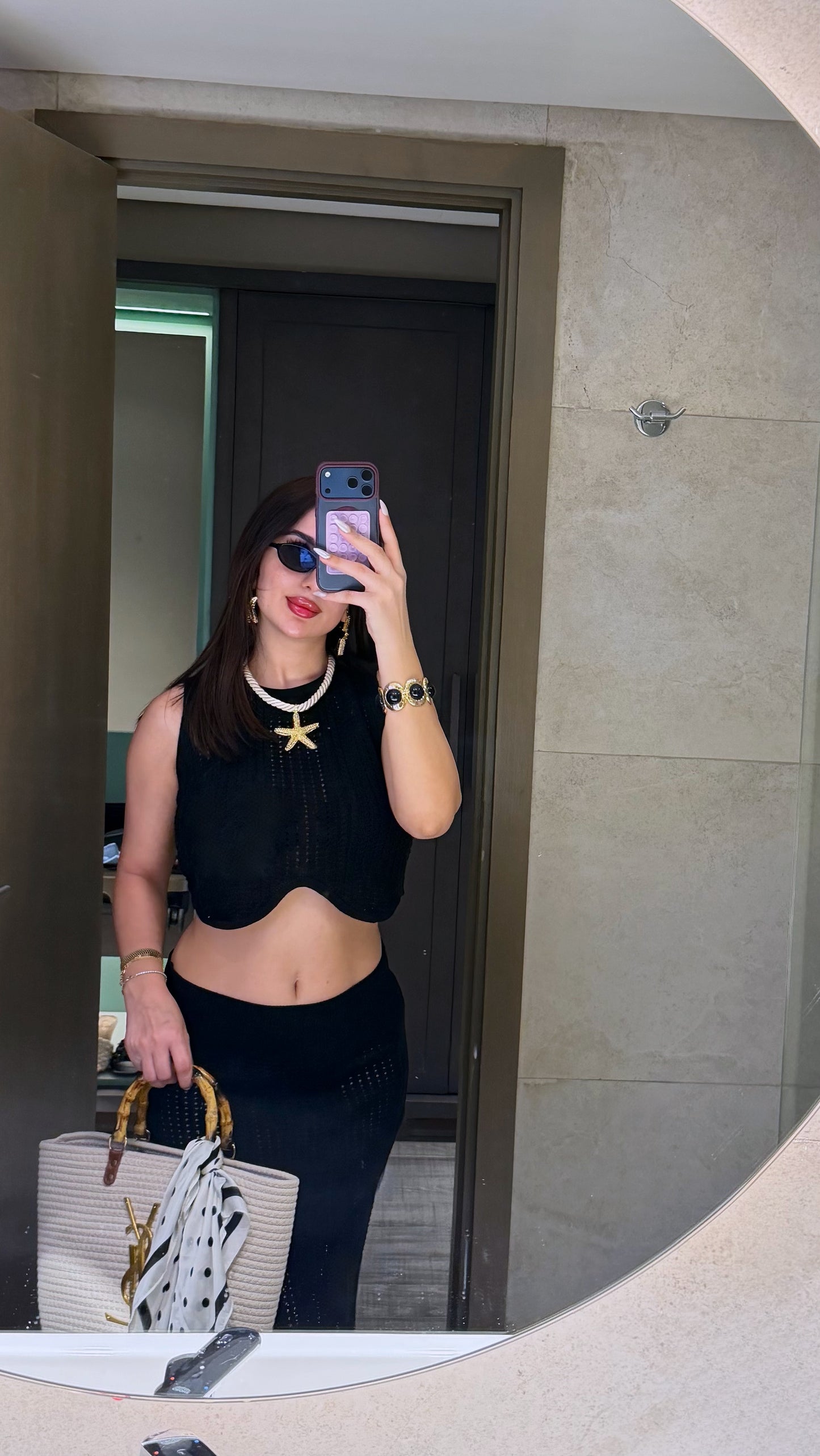 Black Cotton Skirt Set