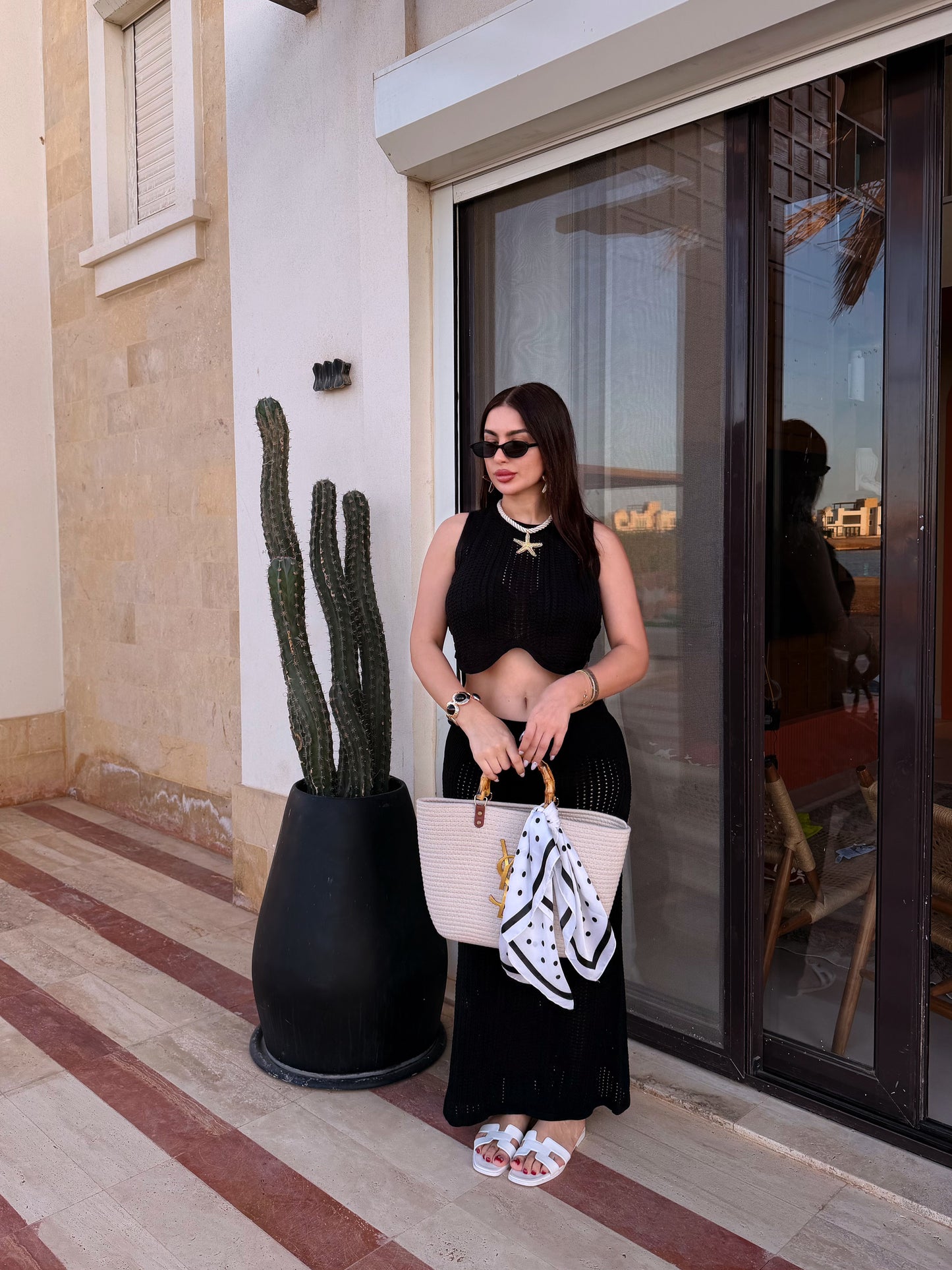 Black Cotton Skirt Set