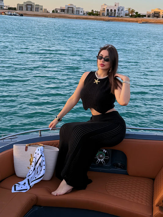 Black Cotton Skirt Set
