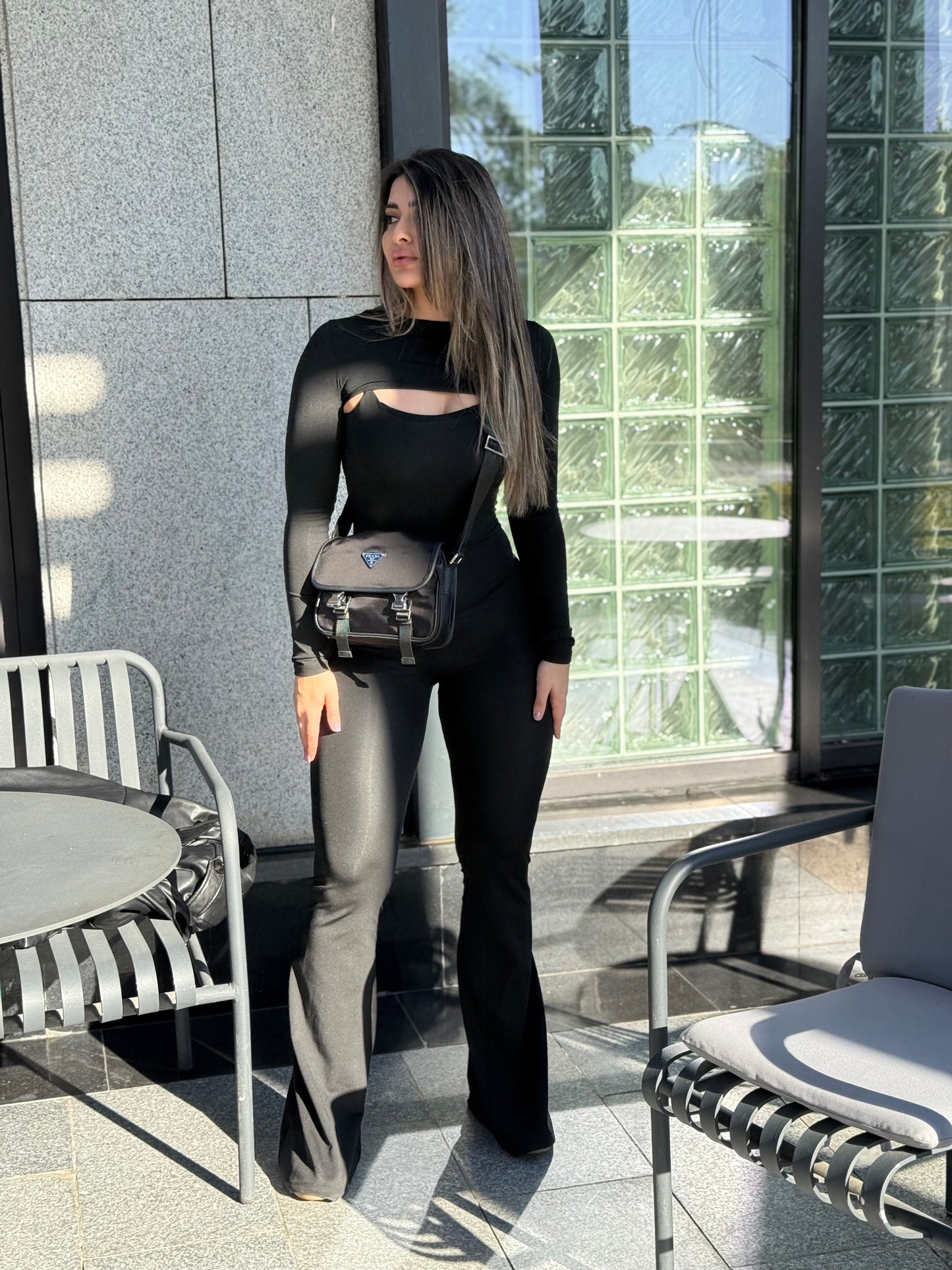 Black Window Detail Jumpsuit