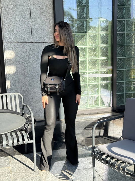 Black Window Detail Jumpsuit