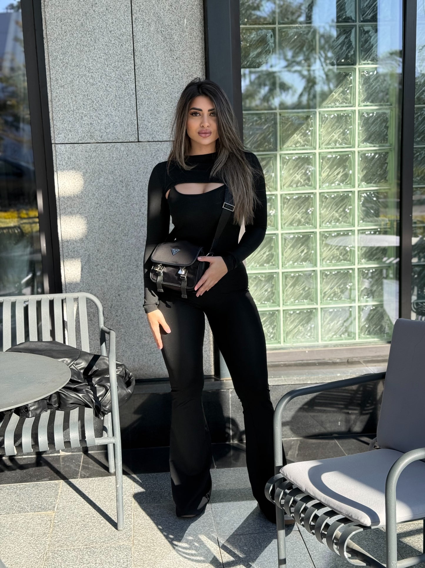 Black Window Detail Jumpsuit