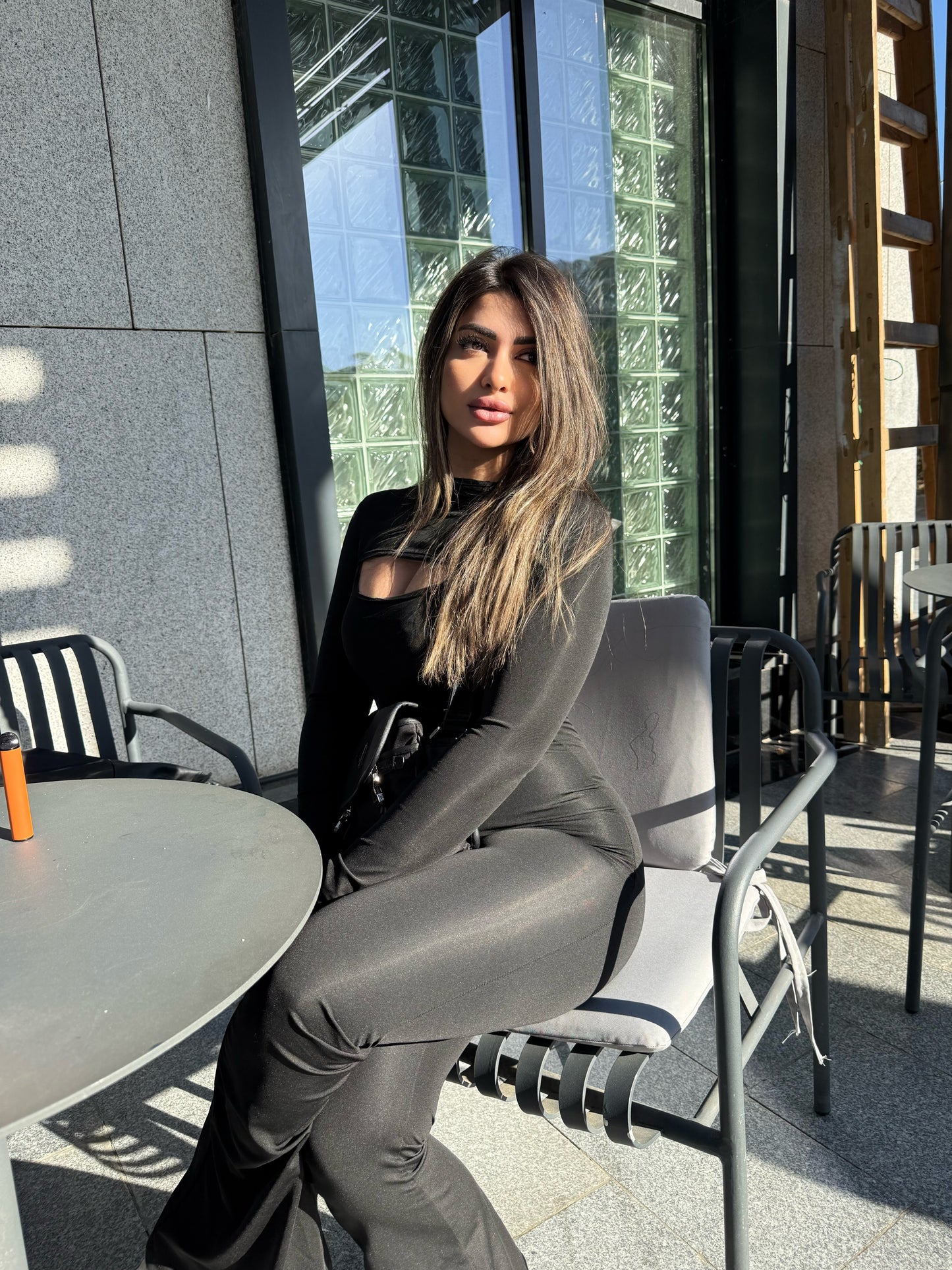 Black Window Detail Jumpsuit