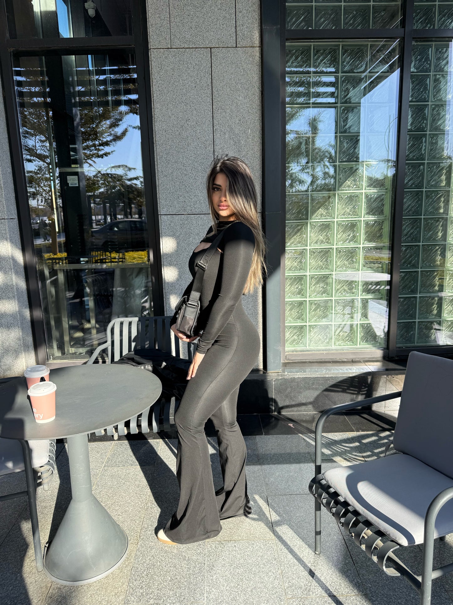 Black Window Detail Jumpsuit