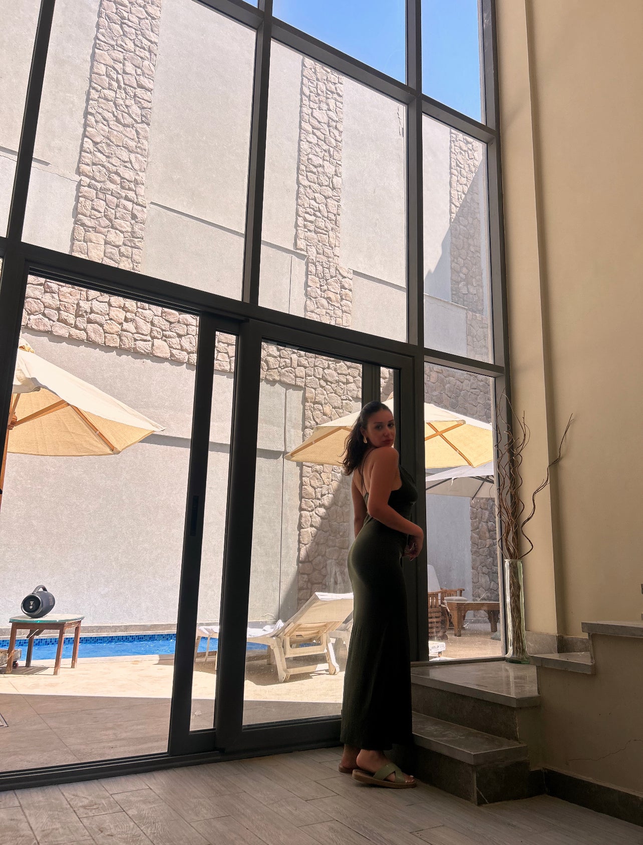 olive sleeveless dress