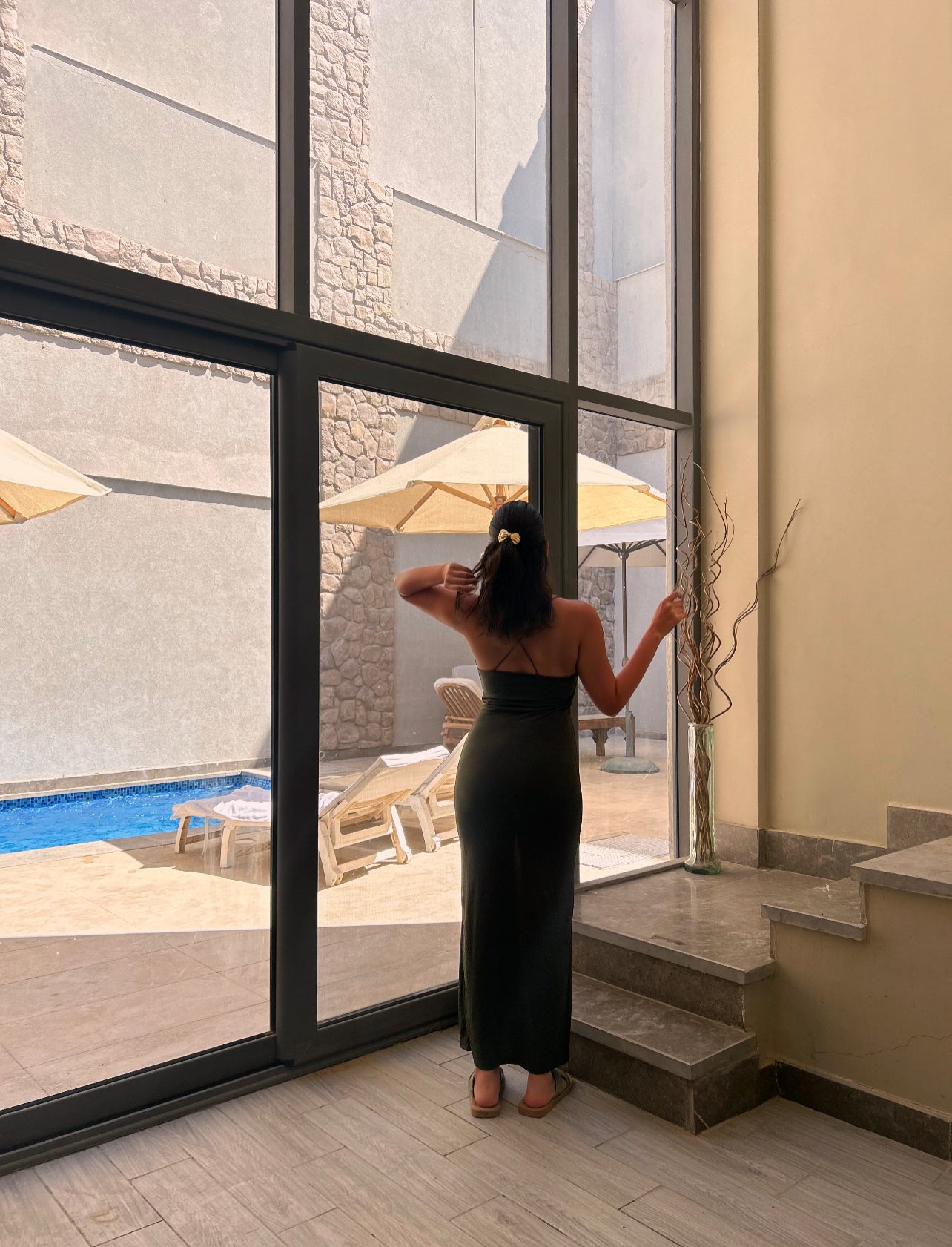 olive sleeveless dress