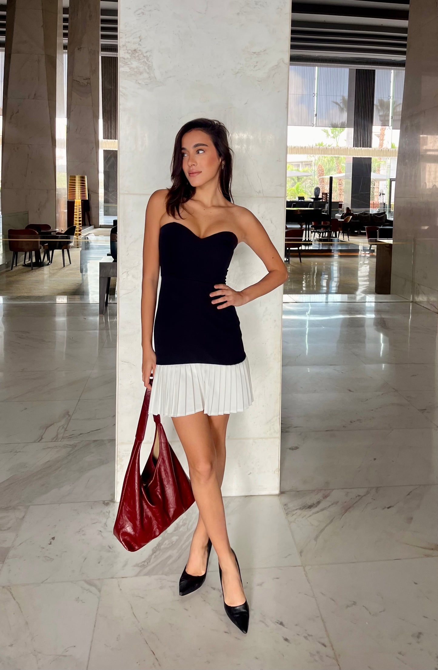 Heart Collar Strapless Mini Dress