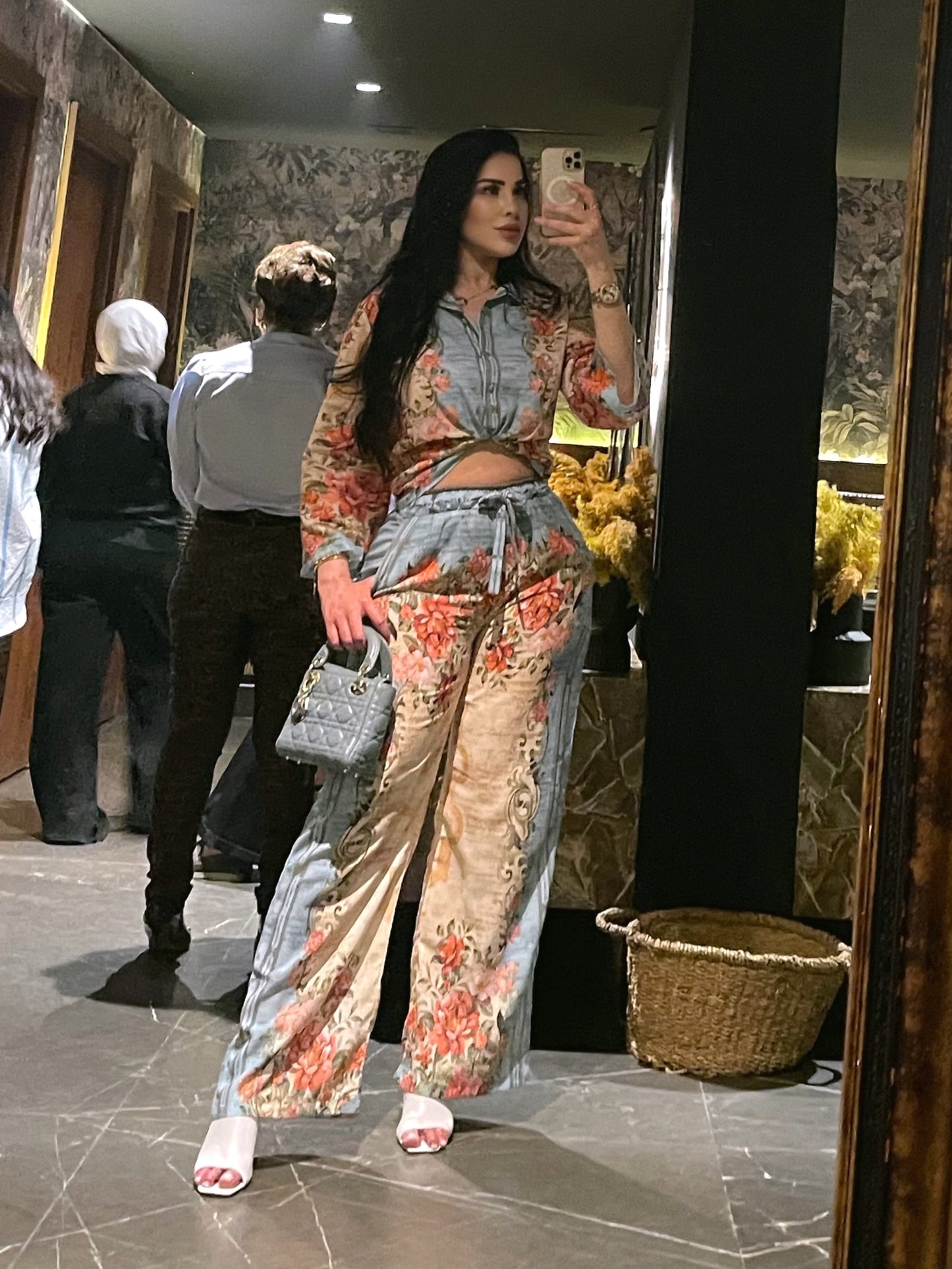 Linen fabric shirt trousers two-piece suit