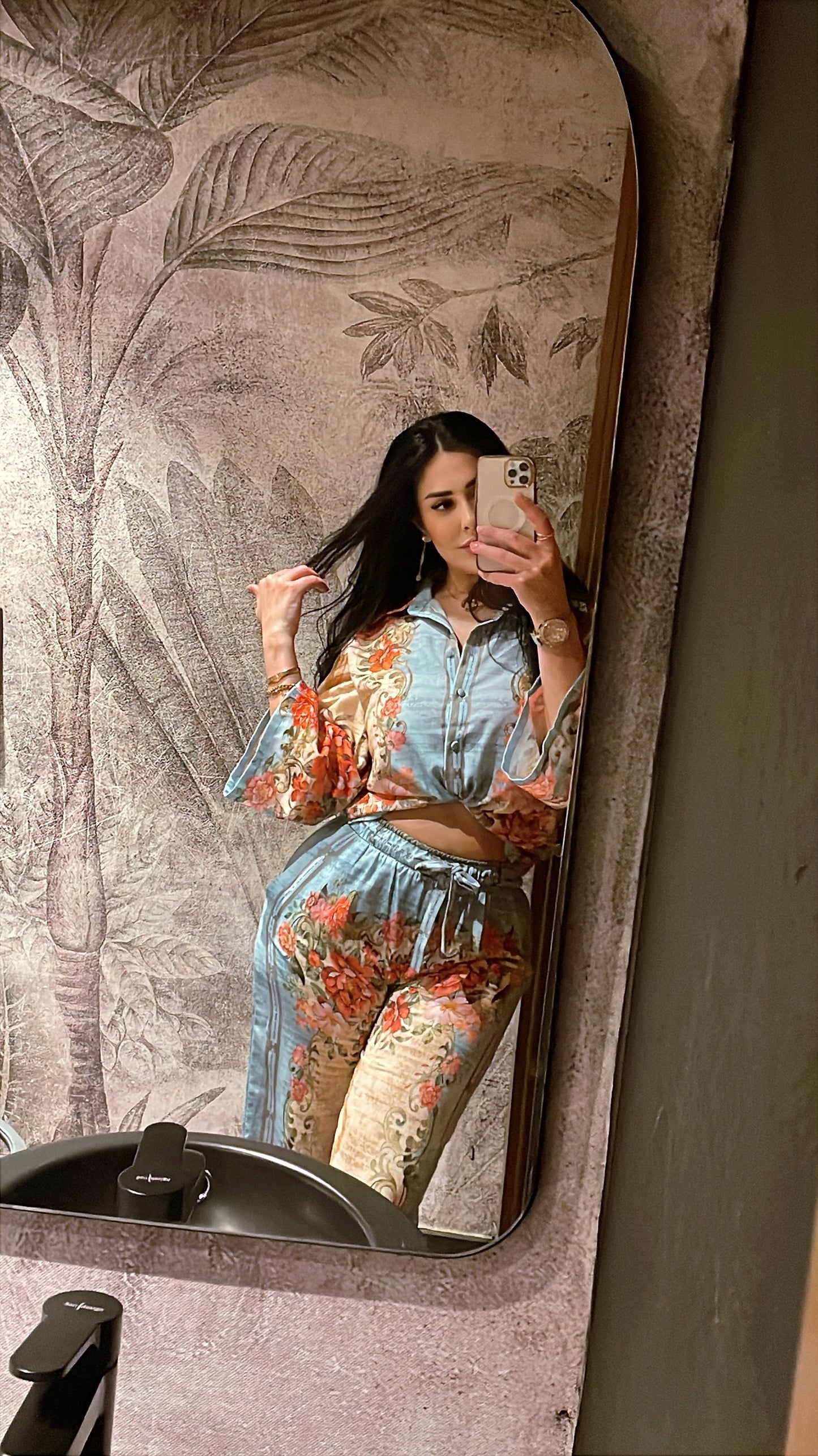 Linen fabric shirt trousers two-piece suit